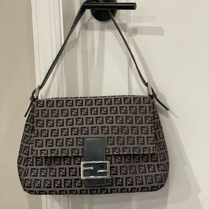 Fendi shoulder bag with adjustable navy leather strap